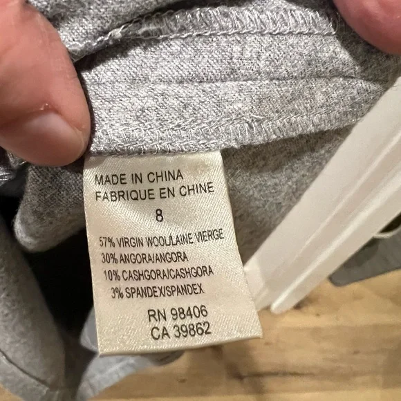 Theory Magrite W Gray Cowl Neck Virgin Wool Angora Mini Dress - Picture 4 of 10